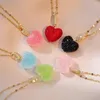 Pendant Necklaces Trendy Romantic Zircon Candy Color 3d Love Heart For Women Girls Fashion Accessories Jewelry Gifts