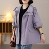 Women's Trench Coats Jacket 2023 Spring Autumn Hooded Loose Casual Female Windbreaker Korean Version Long Sleeved Ladies Coat