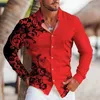 Camisas casuais masculinas Primavera e verão Camisa de terno Flor Blue Red Fashion Street Outdoor Top Plus Tamanho 2023