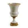 Vasos azuis e brancos de cobre puro revestimento de cerâmica grande pó de flor de luxo de luxo de luxo Ornamento