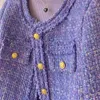 Frauenjacken HDSQP Spitze Faltene Tweed Jacke Frauen 2023 Herbst koreanischer Stil Langarmschichten Frau O Hals Perlenknopf Outwear Tops