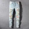 Designer Amis stack stacked jeans trapuntati europei per pantaloni di marca alla moda Pantaloni dritti da uomo pieghevoli slim fit masculina