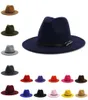 Designer Top Hats For Men Women Elegancka moda Solid Finel Fedora Hat Band szeroko płaskie jazzowe czapki stylowe Trilby Panama Caps4322355