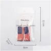 Bungelen kroonluchter Bohemen kwastje Amerikaanse vlag rijst kralen oorbellen ons Independence Day sieraden handgemaakte glazen oorbel voor Dhgarden Dhdjp