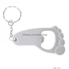 Openers Aluminium Alloy Foot Shape Bottle Opener With Keychain Key Tag Chain Ring Accessories Lx5535 Drop Delivery Home Garden Kitchen Dh8Fw