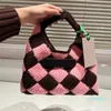 Sacs tricotés de créateurs Femmes Sac à main de luxe Filles Hiver Épaule Chaud Sacs en tricot doux Marque de mode Sacs à main Vérifiez Hobos Designers Totes