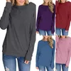 T-shirts pour femmes swets à capuche en vrac couleurs solides coutures coutures coutures rond coule à manches longues sweat-shirt épaule d'épaule à épaule d'automne