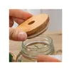 Tampa de bambu tampa de bambu tampas 70mm 86mm reutilizável madeira mason jar tampa com buraco de st e selo de sile boutique gota entrega casa jardim ki dhq18