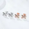 Follow Cloud 03ct Real Diamond Stud Earrings for Women Cross Wedding Sparkling 925 Silver Simulated Ear 231225