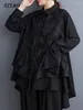 Blouses pour femmes XITAO Chemise patchwork irrégulière à manches longues Noir Mode Simplicité Casual Lâche Femmes Tendance Top 2023 Automne DMJ2911