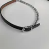 2024 DESIGNERS Dark wind personalized creative belt splicing titanium steel chain necklace female ins exaggerated disco clavicle chain