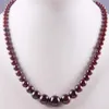 Natural Garnet Graduerade runda pärlor halsband 17 tum smycken för gåva F190 kedjor2498