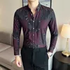 Men's Casual Shirts Autumn Fashion Long Sleeve Print For Men Clothing 2023 Business Slim Fit Club/Prom Tuxedo Camisas De Hombre