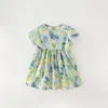 Robes de fille Enfants Filles Enfant En Bas Âge Bébé À Manches Courtes Floral Papillon Imprimé Robe D'été Plage Princesse Robe Vêtements Décontractés Robe