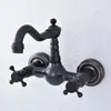 Rubinetti del lavandino da bagno olio strofinata bacino di bronzo miscela di rubinetto dual -manici a parete cucina morsa per cucina rubinetto nsf724