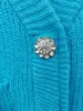 Borboleta cristal botão camisola roupas de outono 2023 manga longa v pescoço jumper topos vintage cardigan camisola femme 231228