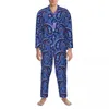 Men's Sleepwear Green Paisley Pajamas Men Vintage Print Cute Soft Room Nightwear Autumn 2 Pieces Aesthetic Oversized Pattern Pajama Sets