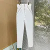 Nero Bianco 2 colori elasticizzati da donna Street European Pantaloni a matita tutti abbinati Pantaloni skinny in vita di qualità 231228