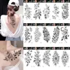 Временные татуировки черный большой цветок змеи поддельные татуировки наклейки для женщин точка роза пион DIY перенос воды татуировки для девочек 231208