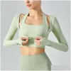 Lu Yoga Lemon Women Slim Halter Ribbed Shirts Bra Long Sleeve Crop Top Running Sports Tee Gym Blouses Quick Dry Sp Alo Drop Delivery Dhcmv