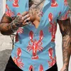 Casual overhemden voor heren Hawaiiaanse kreeft 3D-printoverhemd Mode korte mouw Grote maat Zomervakantie Strandkleding Grafische mannelijke tops