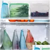 Recipientes de armazenamento de alimentos reutilizáveis Sile Food Storage Bag Cozinha Fresh Kee Bags Top Leak-Proof Container Zer Fruits Wrap Lx4265 Dhxzm