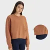 Lu Align Felpe con cappuccio Yoga con maniche lunghe da donna Crop Top Abbigliamento sportivo ampio T-shirt fitness casual Gym Plover Tee Camicette sportive nere Dhvhl