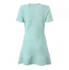 1216 XL 2024 Milan Runway Dress SPring Crew Neck Short Sleeve Above Knee Brand Same Style Womens Dress Fashion High Quality YL