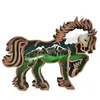 Другой домашний декор 3D Лошадь Ремесло Лазерная резка Деревянный материал Домашний декор Подарок Художественные поделки Дикие лесные животные Украшение стола Статуя Dhgarden Dhizy