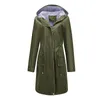 Женские плащи 2024, осенняя ветрозащитная куртка для женщин, однотонное дождевик для пешего туризма, альпинизма, ветровка, длинная толстовка с капюшоном