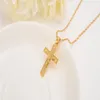 Män 24 K Solid Gold GF Cross Halsband Hela Crucifix Pendant Women Jewelry Fashion Desus Decoration Dress2008