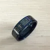 Blauwe mannen Engelse Bijbelring 8mm 316 Titanium Stalen kruisbrief gebed Bijbel trouwring de heer van de ring mannen dames202t