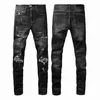 Jeans masculinos Amirs jeans designer jeans roxo High Street Hole Star Patch Homens mulheres amirs estrela bordado painel calças estiramento calças slim-fit calças 68oo