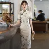 Robes de fête S-5xl littéraire et artistique imprimé robe tang améliorée pour femmes de style chinois rétro boucle fleur midi femelle