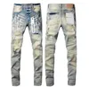 Мужские джинсы дизайнерские джинсы люксового бренда с вышивкой узкие джинсы на молнии с рваными дырками Rock Pant потертые современные мотоциклетные черные синие облегающие брюки