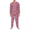 Vêtements de nuit pour hommes Ensemble de pyjama floral à petites fleurs abstraites Printemps Noir Blanc Confortable Quotidien Couple 2 pièces Décontracté Surdimensionné Vêtements de nuit personnalisés