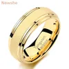 Newshe Yellow Gold Color Tungsten Carbide Carbide Carbide Men's Farsion Ring