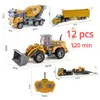 Rc Car Toys Truck 1 30 Wheel Shovel Loader 6CH 4WD Metal Remote Control Bulldozer Construction Vehicles For Boys Hobby Toy Gifts 231228