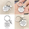 Key Rings Stainless Steel Key Rings Wing Charm Letter Not Sister Keychains For Best Friend Fashion Jewelry Gift Drop Deliver Dhgarden Dhata