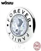 High Quality 925 Sterling Silver Family Forever Charm Beads Clear CZ Fit Original Charm Bracelet Authentic Jewelry Gift2761078