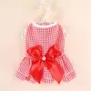 Katze Kostüme Welpen Prinzessin Kleid Sommer Haustier Kleidung Gestreiften Plaid Kleider Mit Schleife Für Katzen Kätzchen Kaninchen Kleidung Ropa Para gato