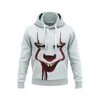 Hoodies masculinos homens mulheres horror palhaço 3d impresso zíper hipster streetwear primavera outono plus size casual moletom com capuz roupa diária