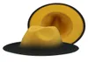 여성 모자 Fedora Gradient Color Patchwork 남자 모자 펠트 검은 색 레드 스트리트 캐주얼 여성 New Fedora Hat Sombreros de Mujer6665411