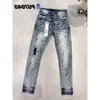 Hommes Hommes Violet Designer Jeans Mode Distressed Ripped Bikers Femmes Denim Cargo pour hommes b Loe