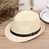 Berets Fashion Unisex Summer Beach Sun Hat Cowboy Fedora Straw Panama Cap Jazz