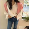 Frauen Blusen Hemden Frauen Langarm V-ausschnitt Hemd 2023 Koreanische Mode Lose Einfache Bluse Büro Dame Chiffon Herbst Tops Casual CL Otbq4