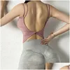 Mujeres Y Sujetador deportivo Transpirable Correr Crop Top Fitness Ropa Yoga Gimnasio Acolchado Súper Deportes Alto Impacto Tops Drop Entrega Dhh91