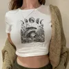 女性用Tシャツマッシュルーム90年代ゴスヒッピークロップトップガールゴシックYK2サイバーY2KフェアコアTシャツ服