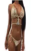 Pullu Bikini Seti Crystal Rhinestones Glitter Mayo Kadın Plaj Mayo Takım Mayo Yukarı Twopiece Yüzme Suit7705152
