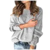 Women's T Shirts Fashion Solid Color Pullover Round Neck Warm Long Sleeve Sweater Winter Clothes Women Korean Knitted